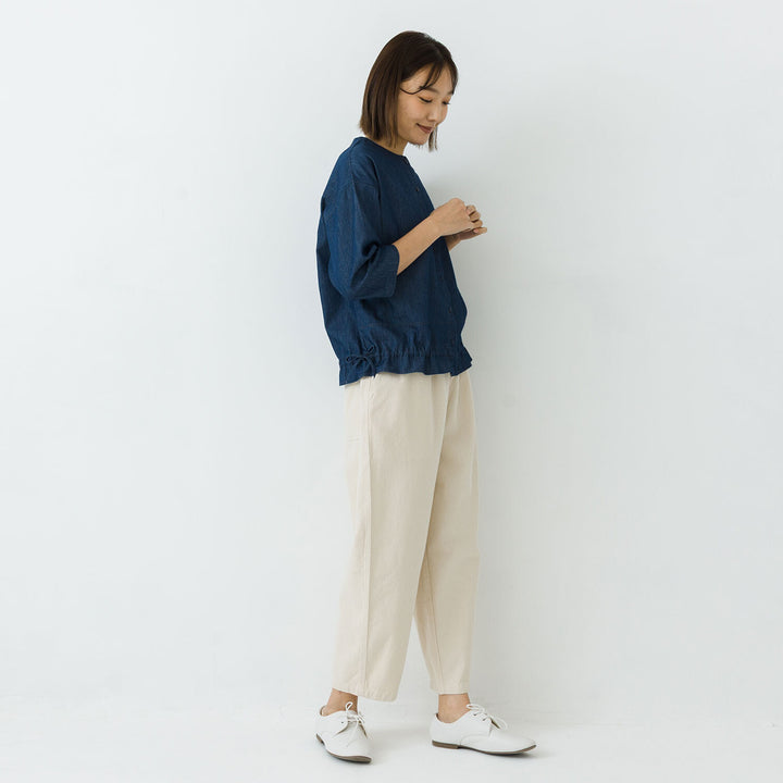 【kermu】薄身丹寧抽繩寬版襯衫 Japan E-Shop