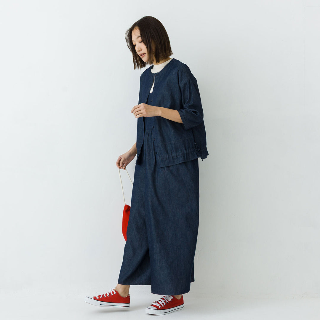 【kermu】薄身丹寧抽繩寬版襯衫 Japan E-Shop