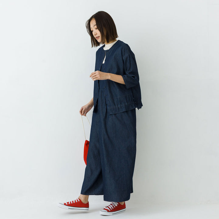 【kermu】薄身丹寧抽繩寬版襯衫 Japan E-Shop