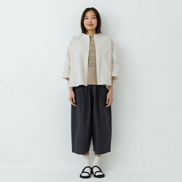 【kermu】純棉府綢立領七分袖寬版襯衫 Japan E-Shop