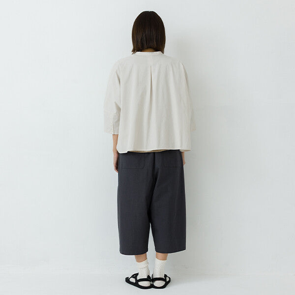 【kermu】純棉府綢立領七分袖寬版襯衫 Japan E-Shop