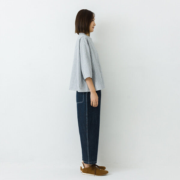 【kermu】純棉府綢立領七分袖寬版襯衫 Japan E-Shop