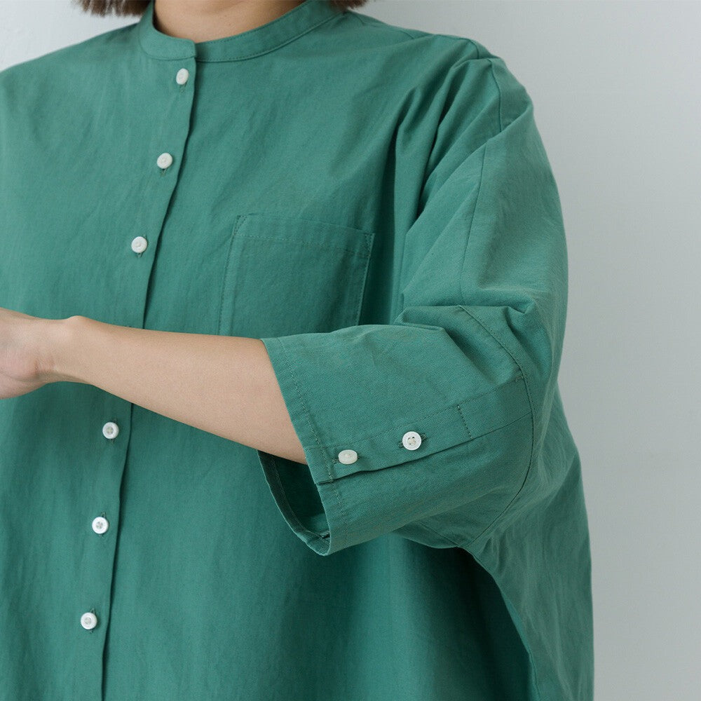 【kermu】純棉府綢立領七分袖寬版襯衫 Japan E-Shop