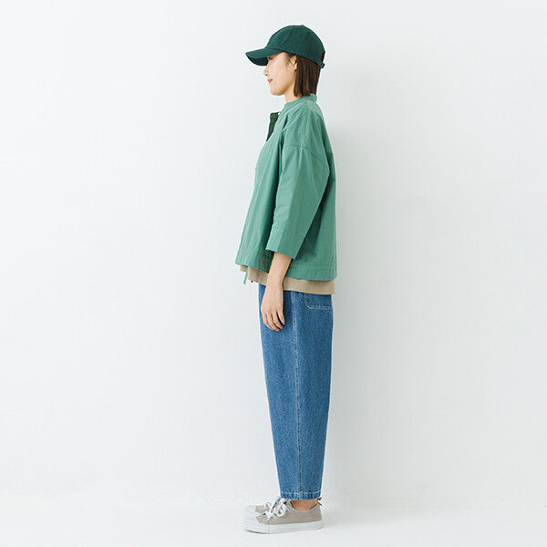 【kermu】棉質抽繩下擺八分袖寬版襯衫 Japan E-Shop