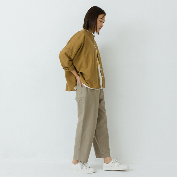 【kermu】透膚棉質立領七分袖寬版襯衫 Japan E-Shop