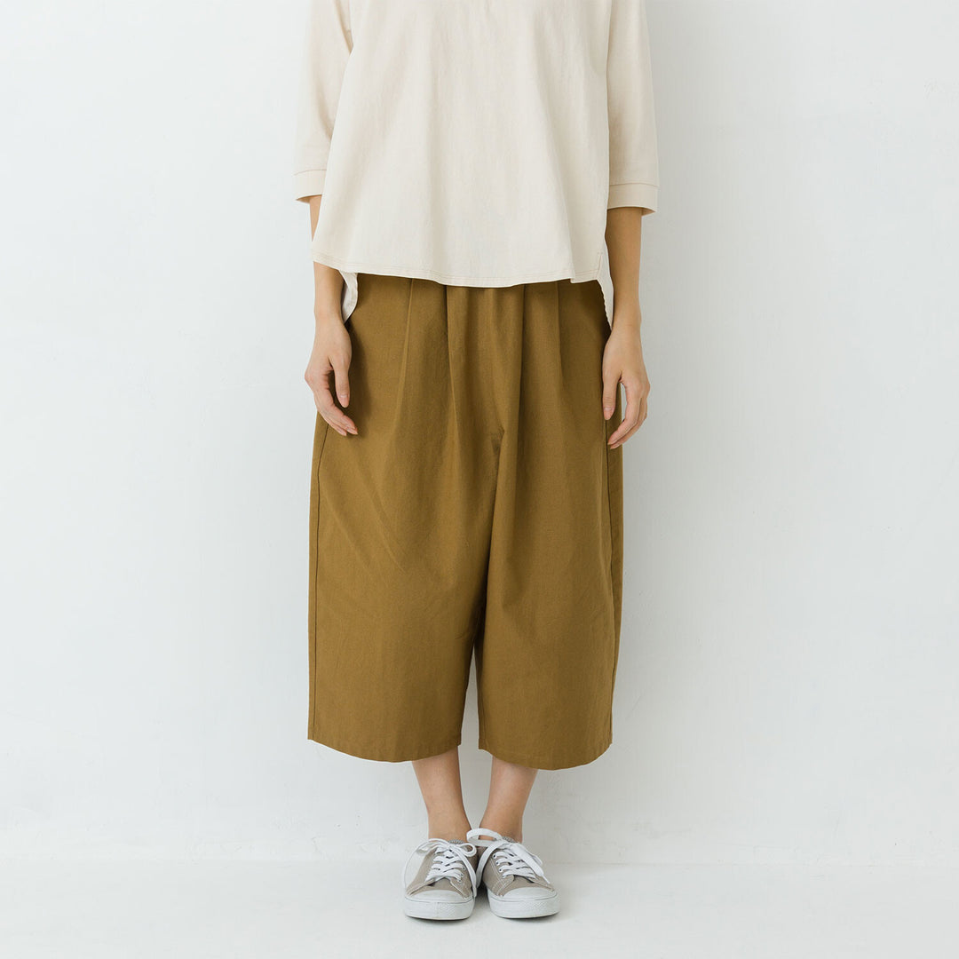 【kermu】棉質牛津鬆緊腰寬版七分褲 Japan E-Shop
