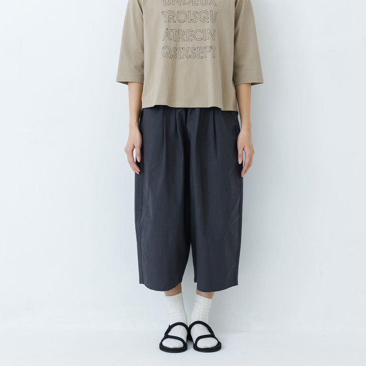 【kermu】棉質牛津鬆緊腰寬版七分褲 Japan E-Shop