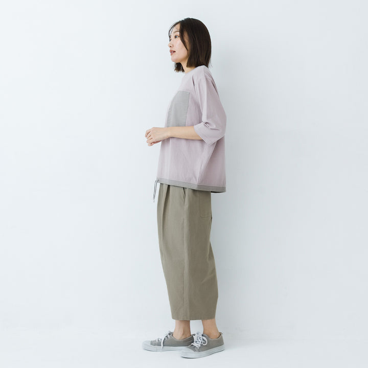 【kermu】再生棉抽繩口袋七分袖T恤 Japan E-Shop