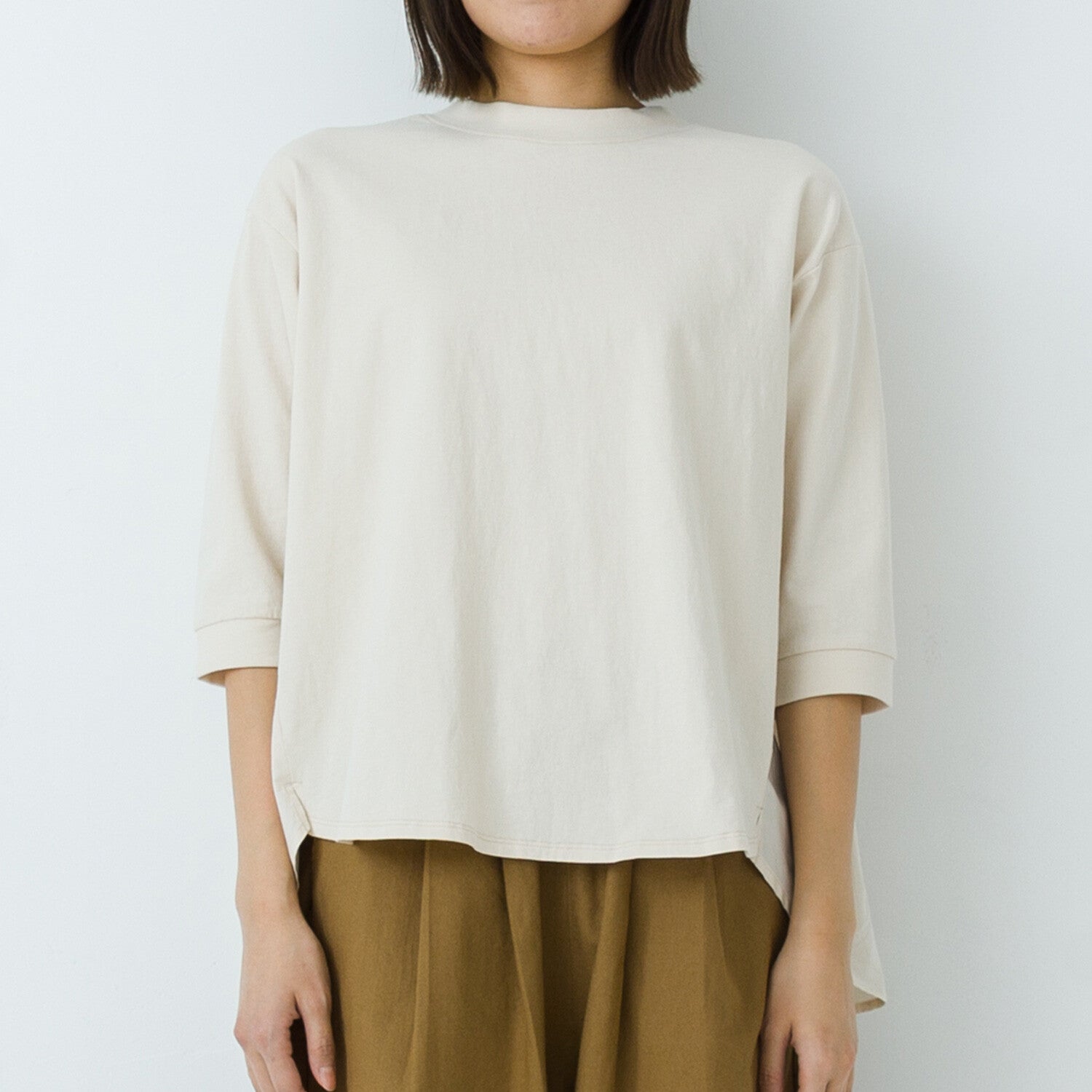【kermu】再生棉後背拼接七分袖T恤 Japan E-Shop