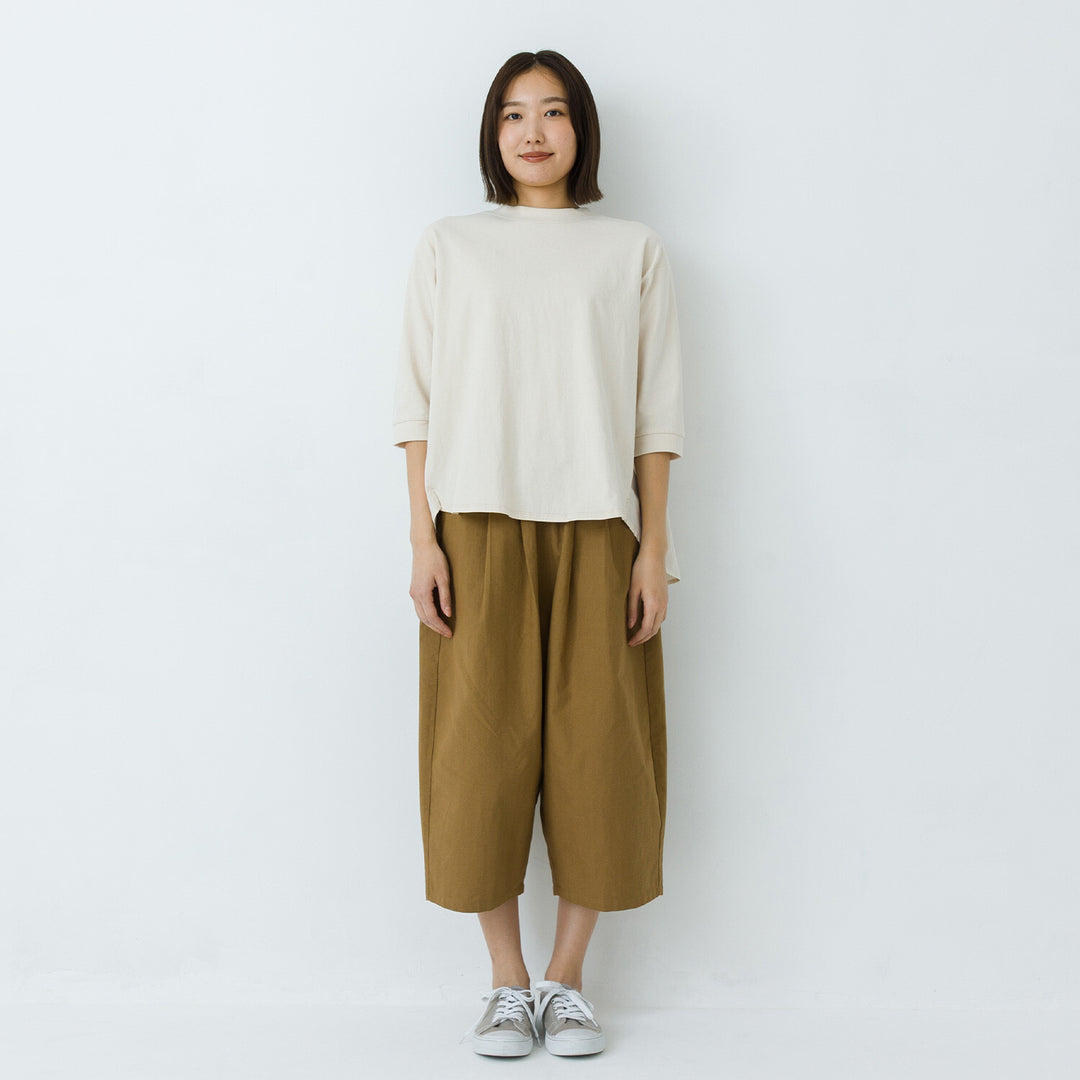 【kermu】再生棉後背拼接七分袖T恤 Japan E-Shop