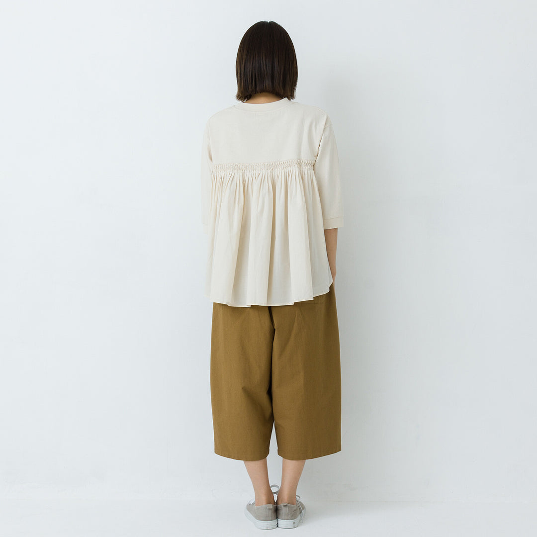 【kermu】再生棉後背拼接七分袖T恤 Japan E-Shop