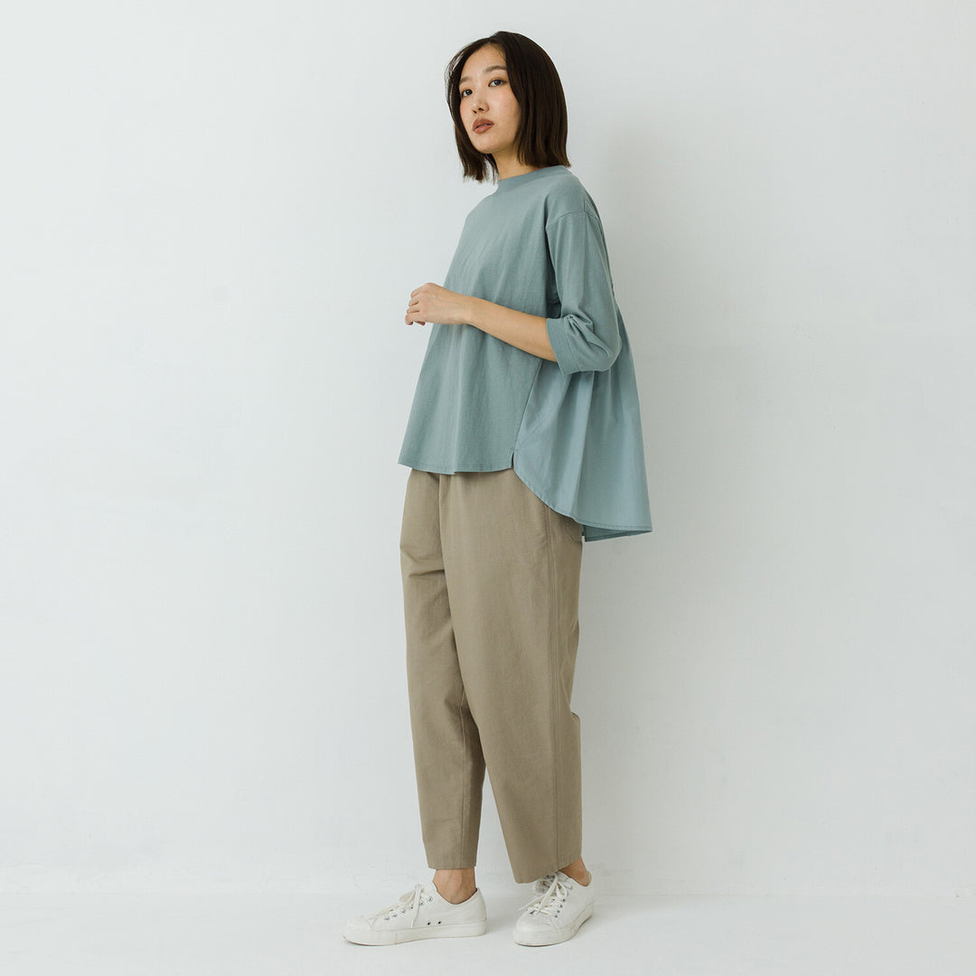 【kermu】再生棉後背拼接七分袖T恤 Japan E-Shop