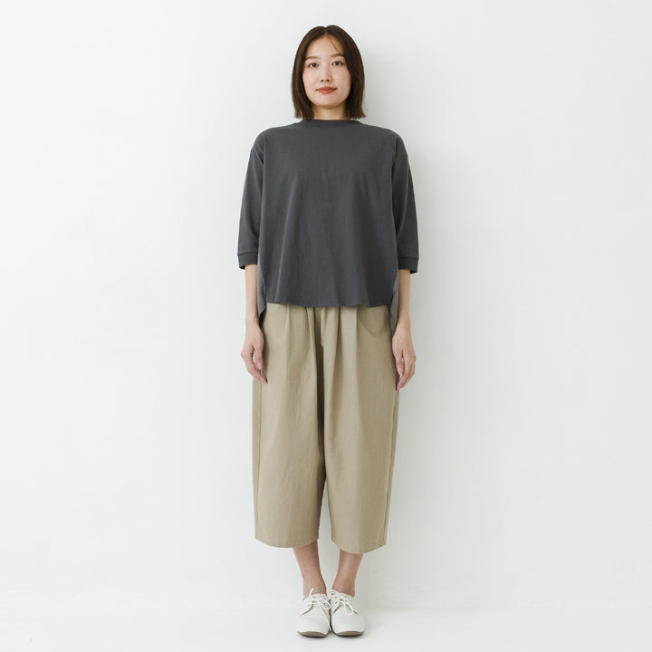 【kermu】再生棉後背拼接七分袖T恤 Japan E-Shop