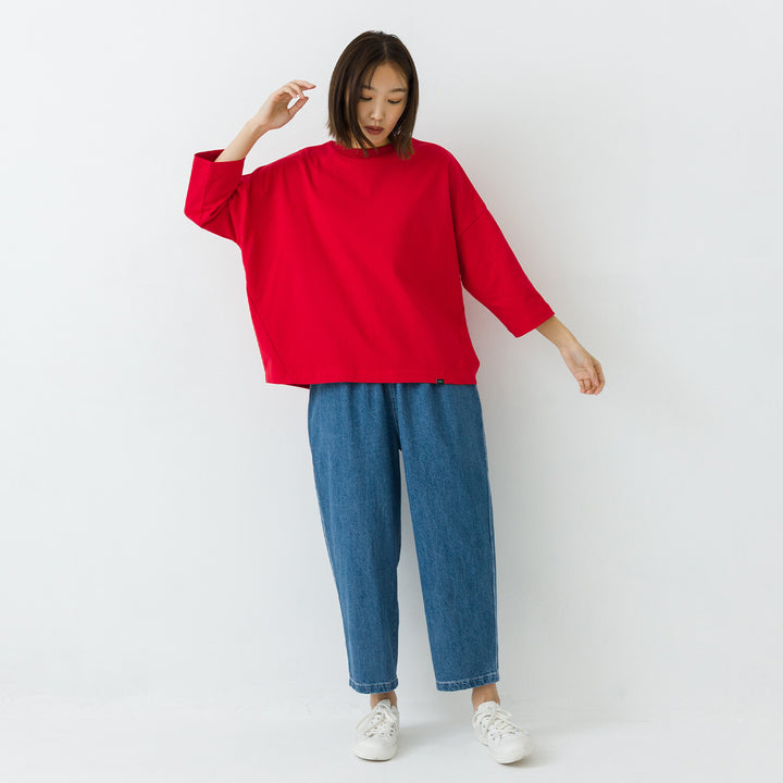 【kermu】純棉繭型寬版八分袖T恤 Japan E-Shop