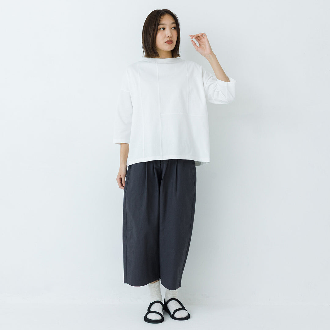 【kermu】厚磅棉切替七分袖寬版T恤 Japan E-Shop