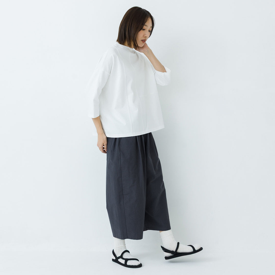【kermu】厚磅棉切替七分袖寬版T恤 Japan E-Shop