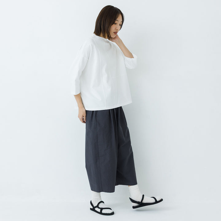 【kermu】厚磅棉切替七分袖寬版T恤 Japan E-Shop