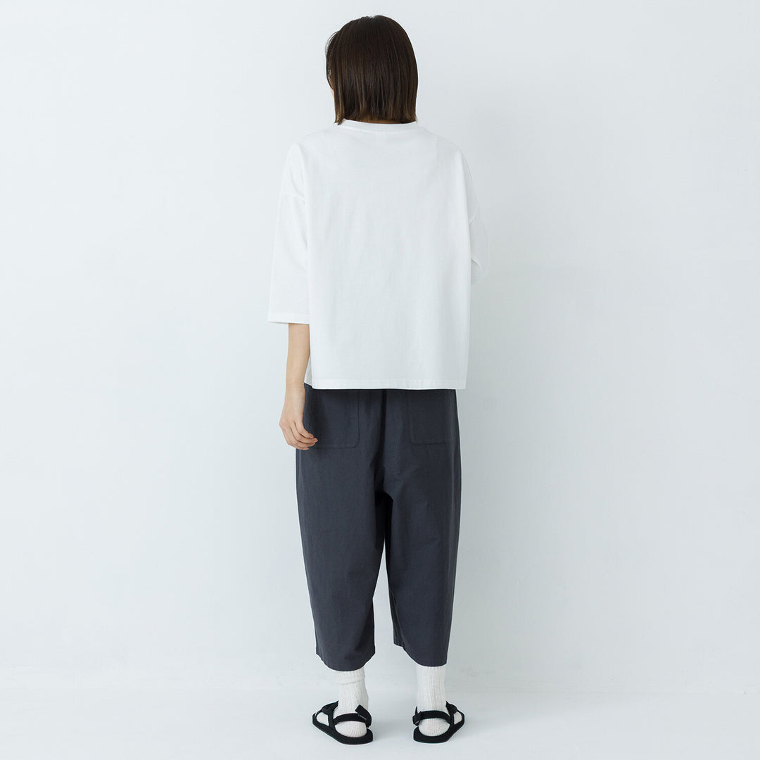 【kermu】厚磅棉切替七分袖寬版T恤 Japan E-Shop