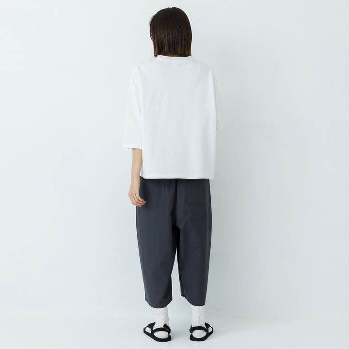 【kermu】厚磅棉切替七分袖寬版T恤 Japan E-Shop
