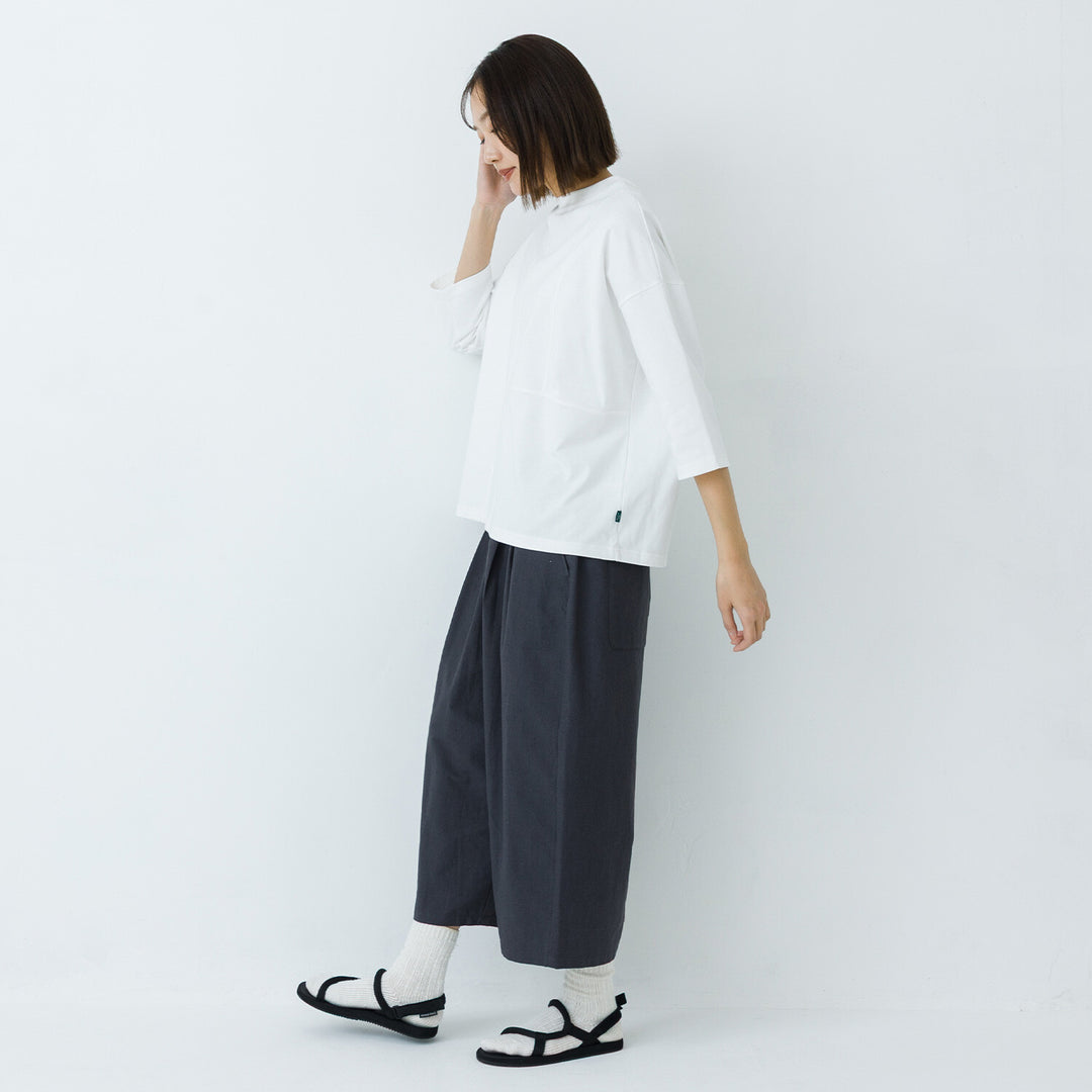【kermu】厚磅棉切替七分袖寬版T恤 Japan E-Shop