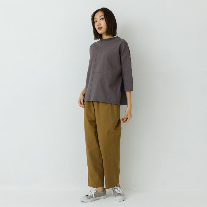 【kermu】厚磅棉切替七分袖寬版T恤 Japan E-Shop