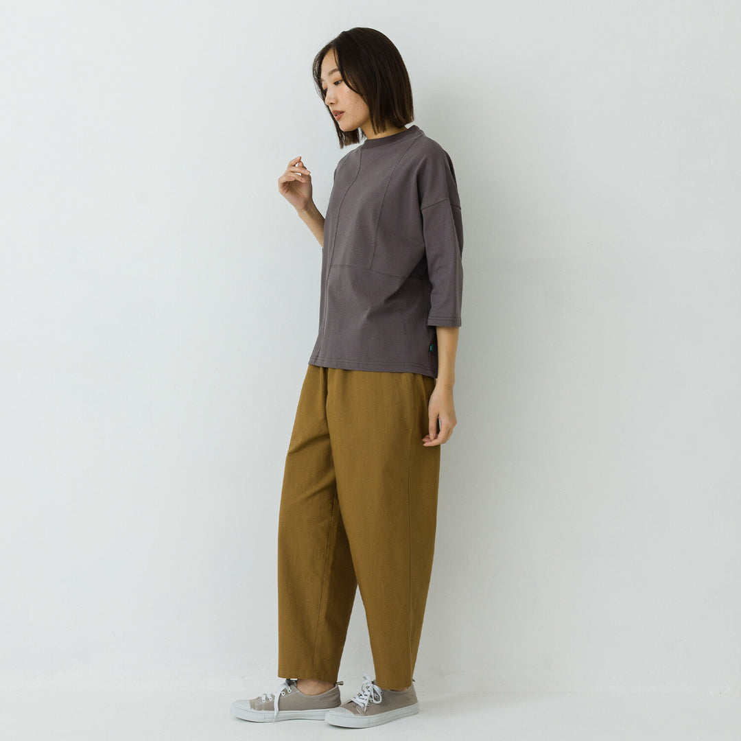 【kermu】厚磅棉切替七分袖寬版T恤 Japan E-Shop