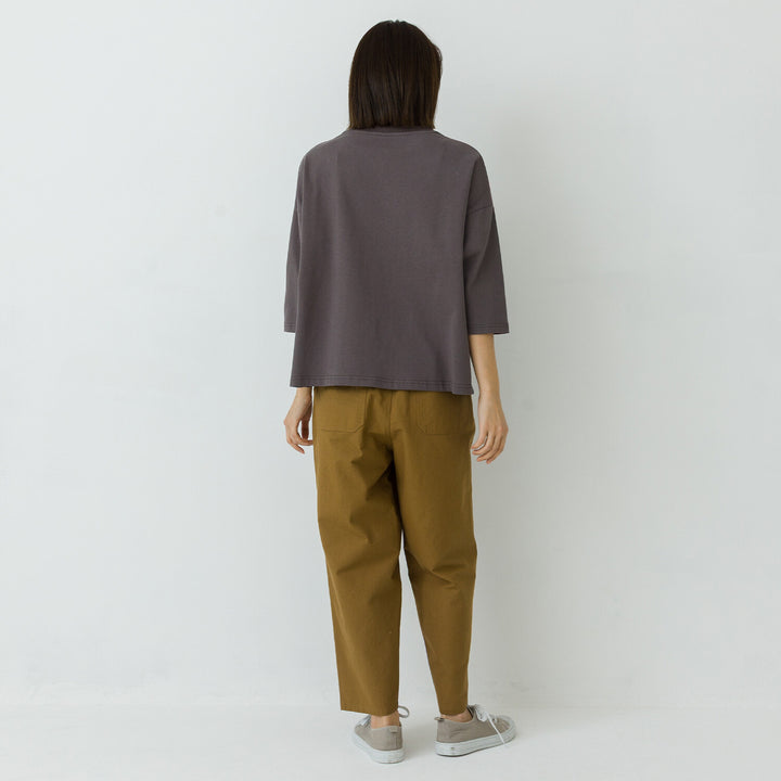【kermu】厚磅棉切替七分袖寬版T恤 Japan E-Shop