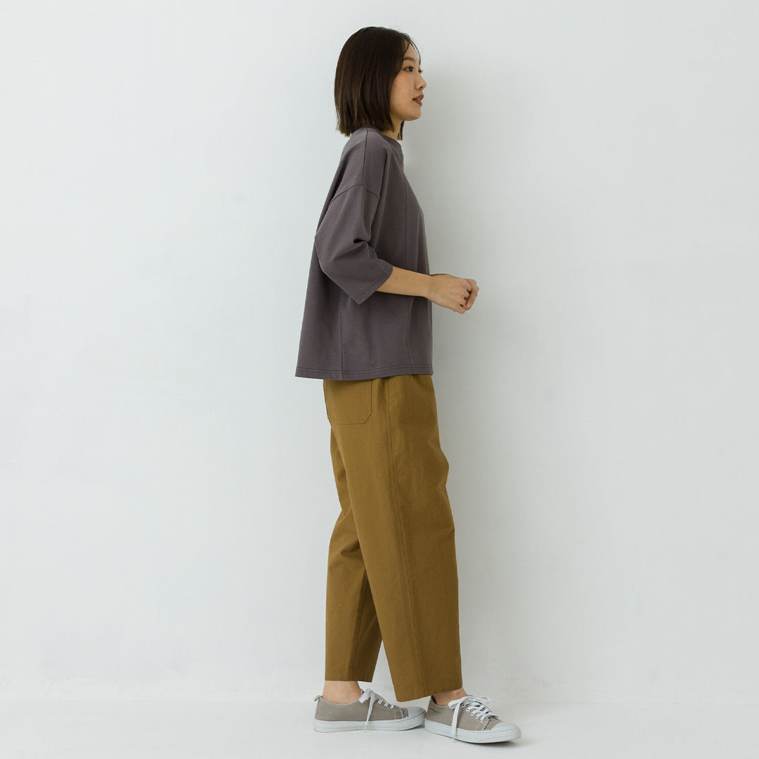 【kermu】厚磅棉切替七分袖寬版T恤 Japan E-Shop
