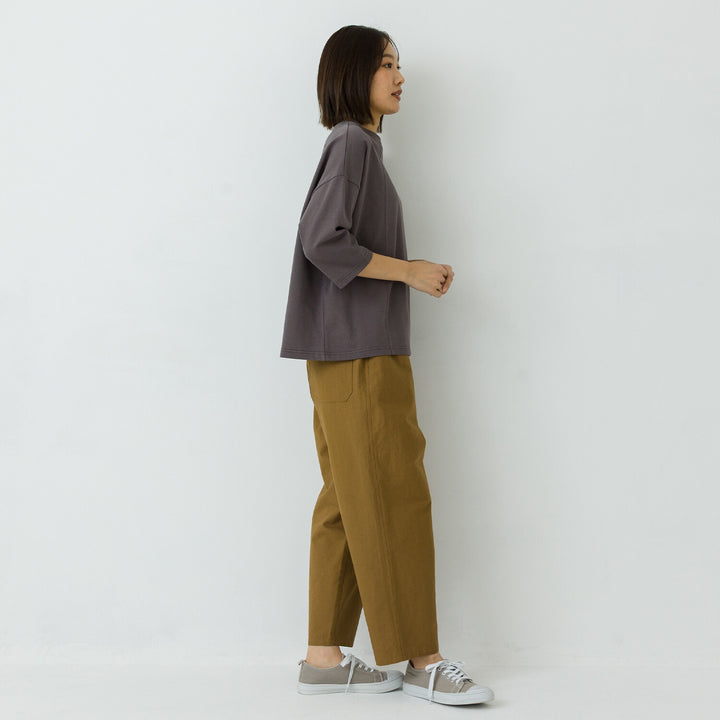 【kermu】厚磅棉切替七分袖寬版T恤 Japan E-Shop