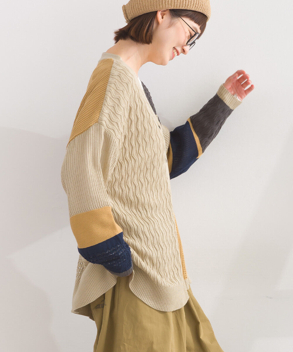 【iriey】編織拼接 寬鬆保暖 山系連帽外套 Japan E-Shop