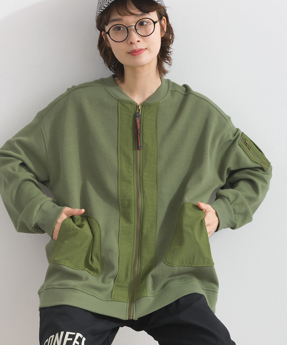 【iriey】透薄雪紡布×尼龍 拉鍊連帽外套 Japan E-Shop