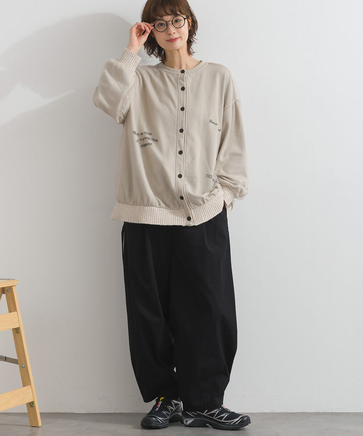 【iriey】薄紗拼接 半拉鍊印花 寬鬆套頭衫 Japan E-Shop