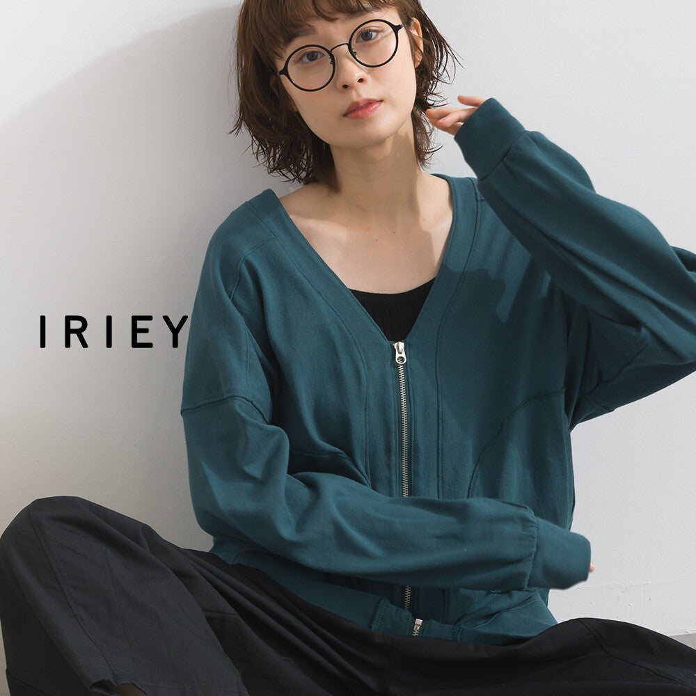 【iriey】絲光斜紋 前拉鍊 寬鬆運動風上衣 Japan E-Shop