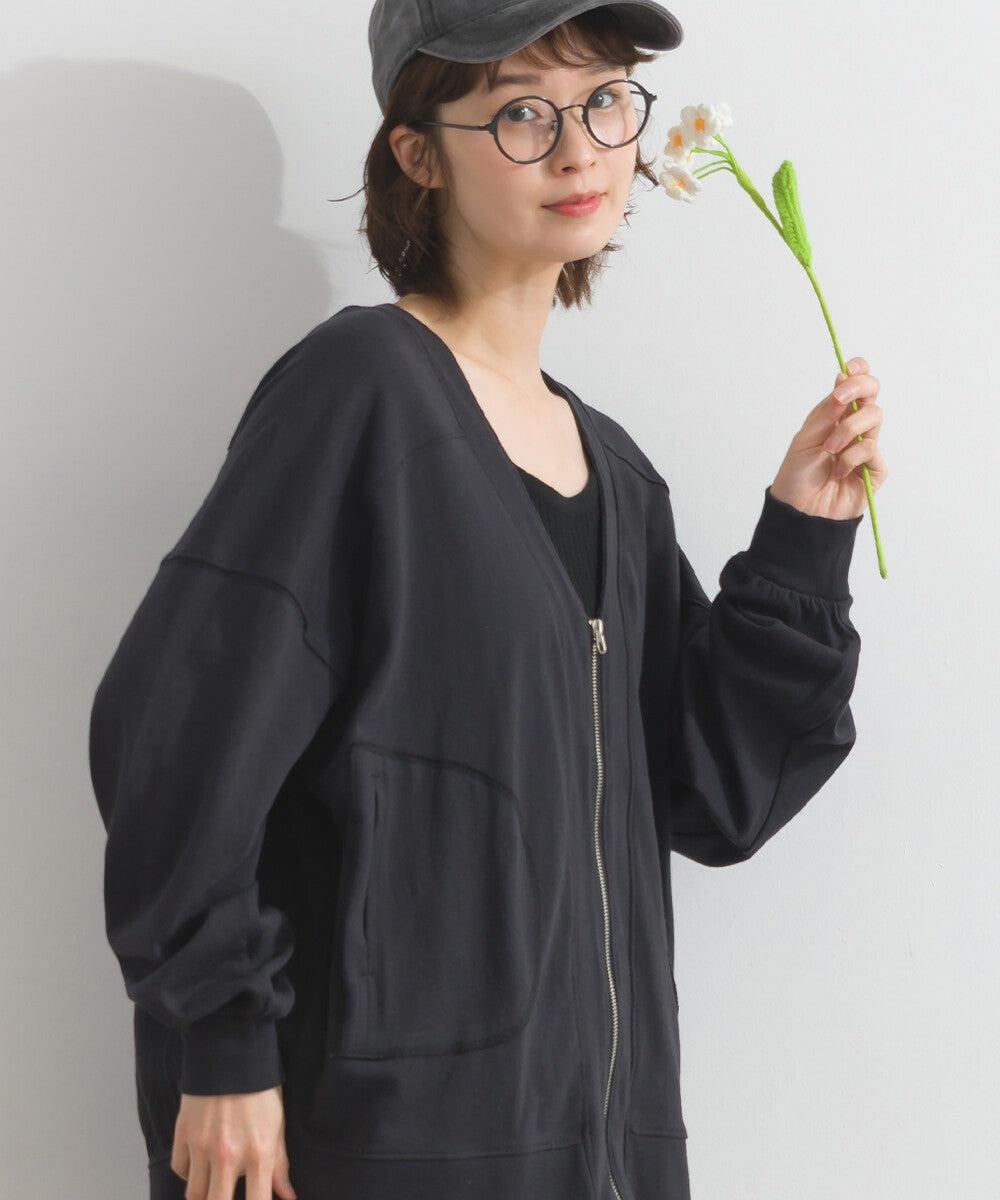 【iriey】絲光斜紋 前拉鍊 寬鬆運動風上衣 Japan E-Shop