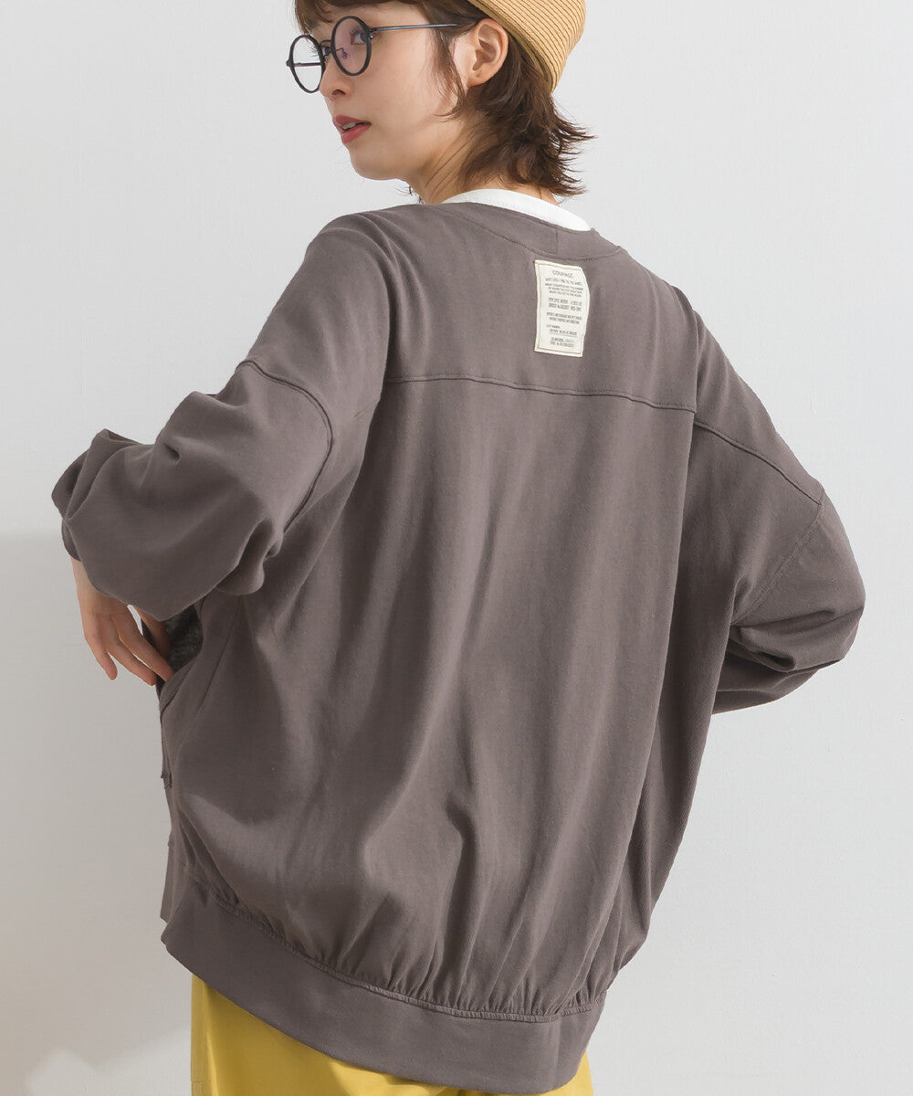 【iriey】絲光斜紋 前拉鍊 寬鬆運動風上衣 Japan E-Shop