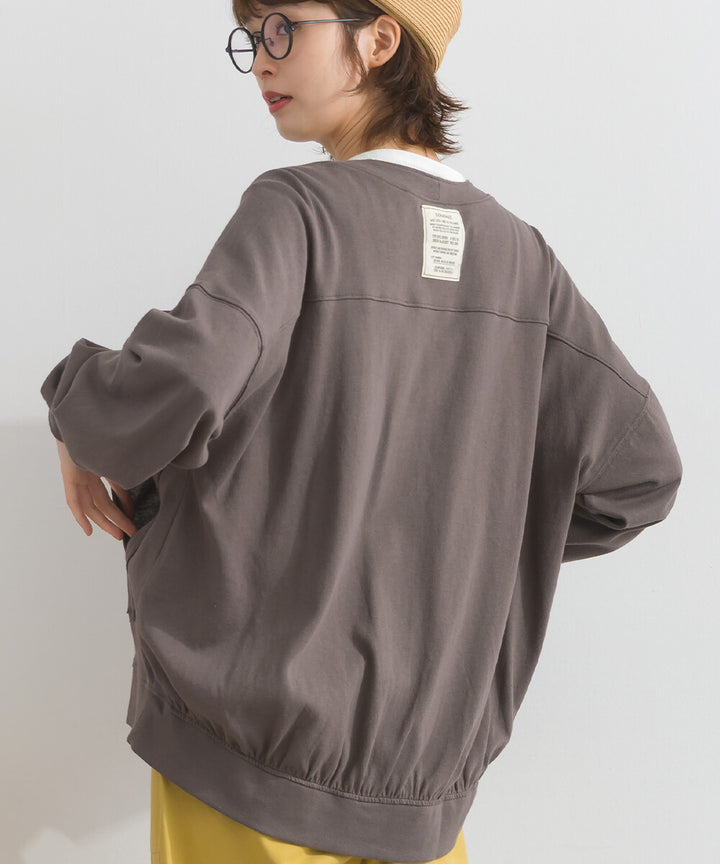 【iriey】絲光斜紋 前拉鍊 寬鬆運動風上衣 Japan E-Shop