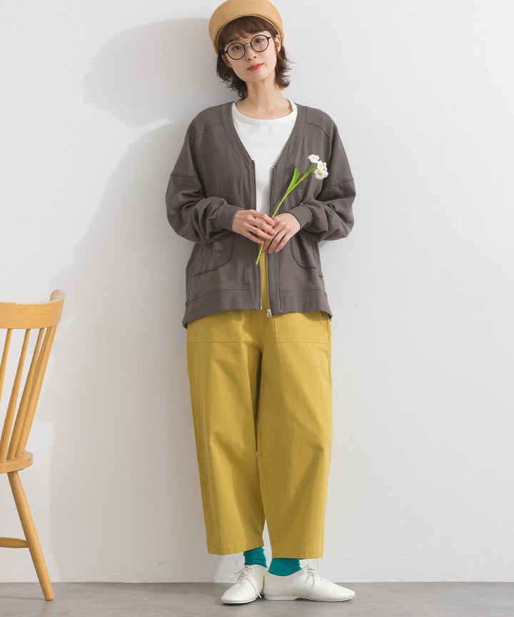 【iriey】絲光斜紋 前拉鍊 寬鬆運動風上衣 Japan E-Shop
