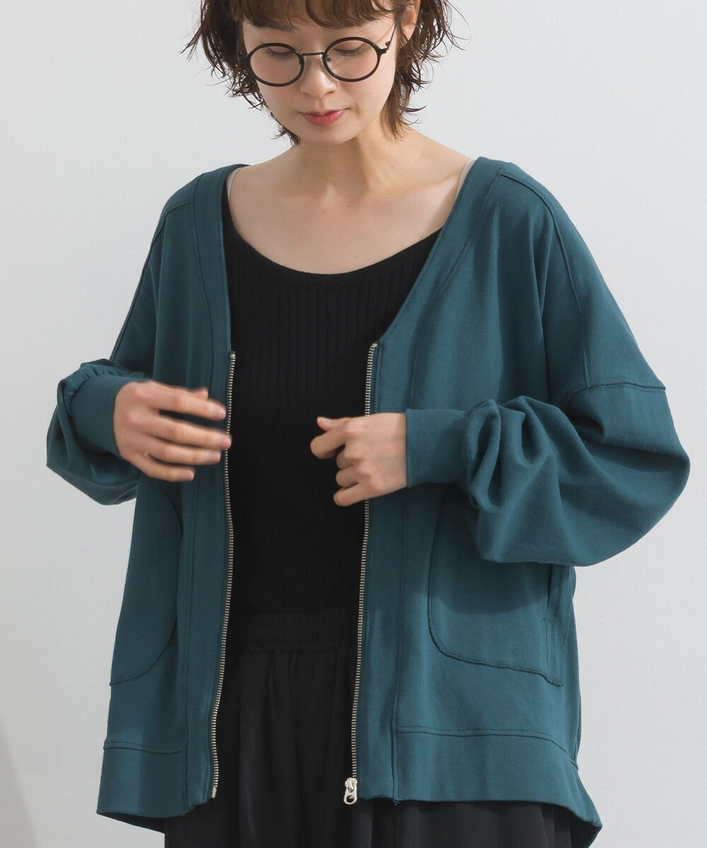 【iriey】絲光斜紋 前拉鍊 寬鬆運動風上衣 Japan E-Shop