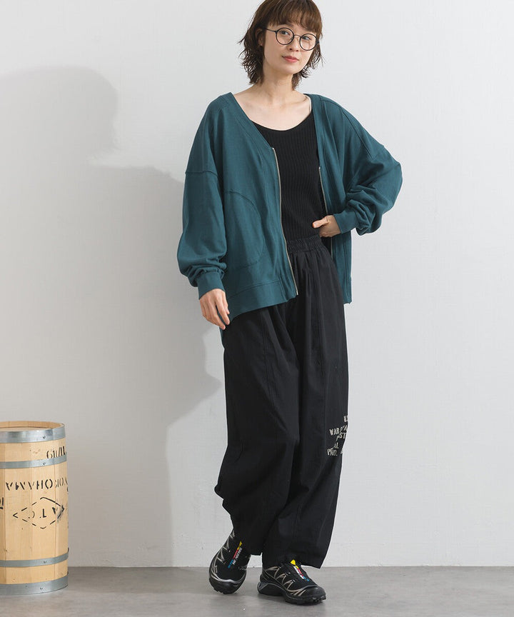 【iriey】絲光斜紋 前拉鍊 寬鬆運動風上衣 Japan E-Shop