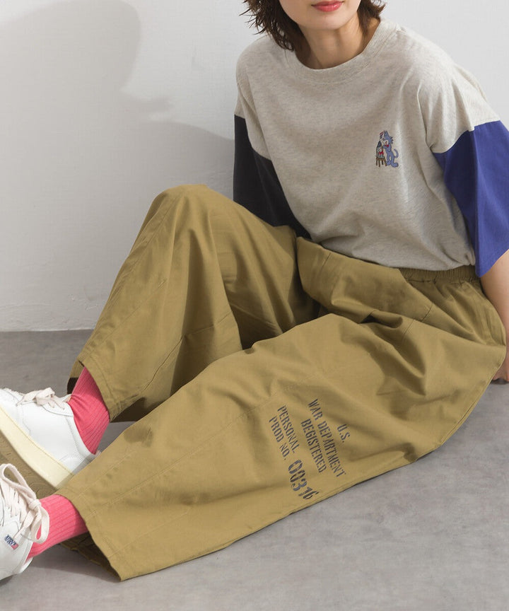 【iriey】品牌字母後口袋 錐形鬆緊腰 純棉長褲 Japan E-Shop