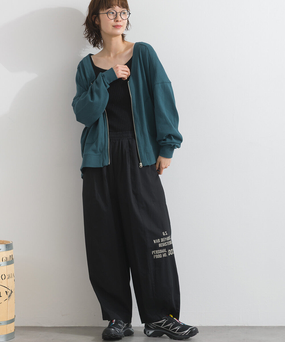 【iriey】品牌字母後口袋 錐形鬆緊腰 純棉長褲 Japan E-Shop
