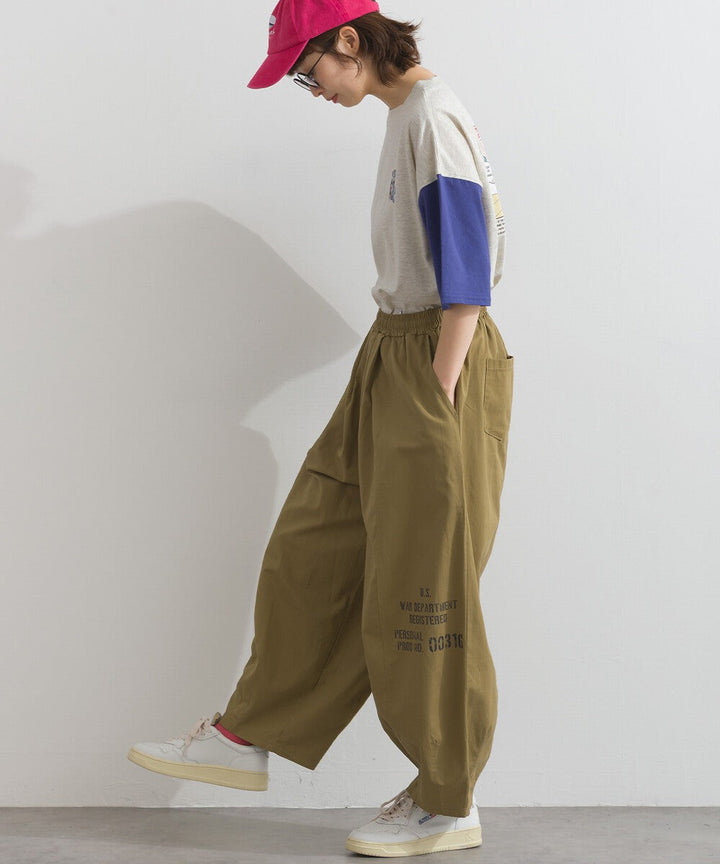 【iriey】品牌字母後口袋 錐形鬆緊腰 純棉長褲 Japan E-Shop