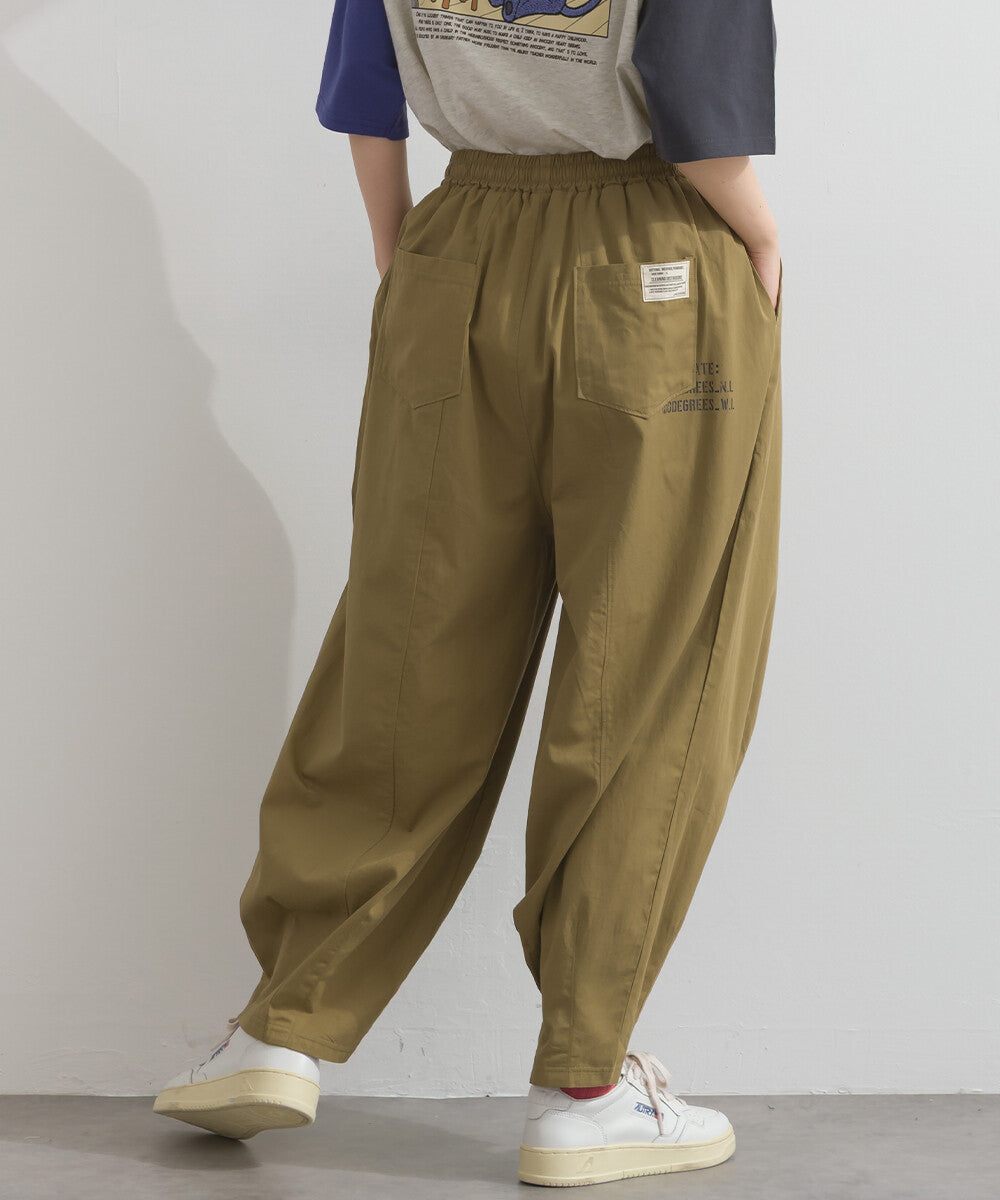 【iriey】品牌字母後口袋 錐形鬆緊腰 純棉長褲 Japan E-Shop