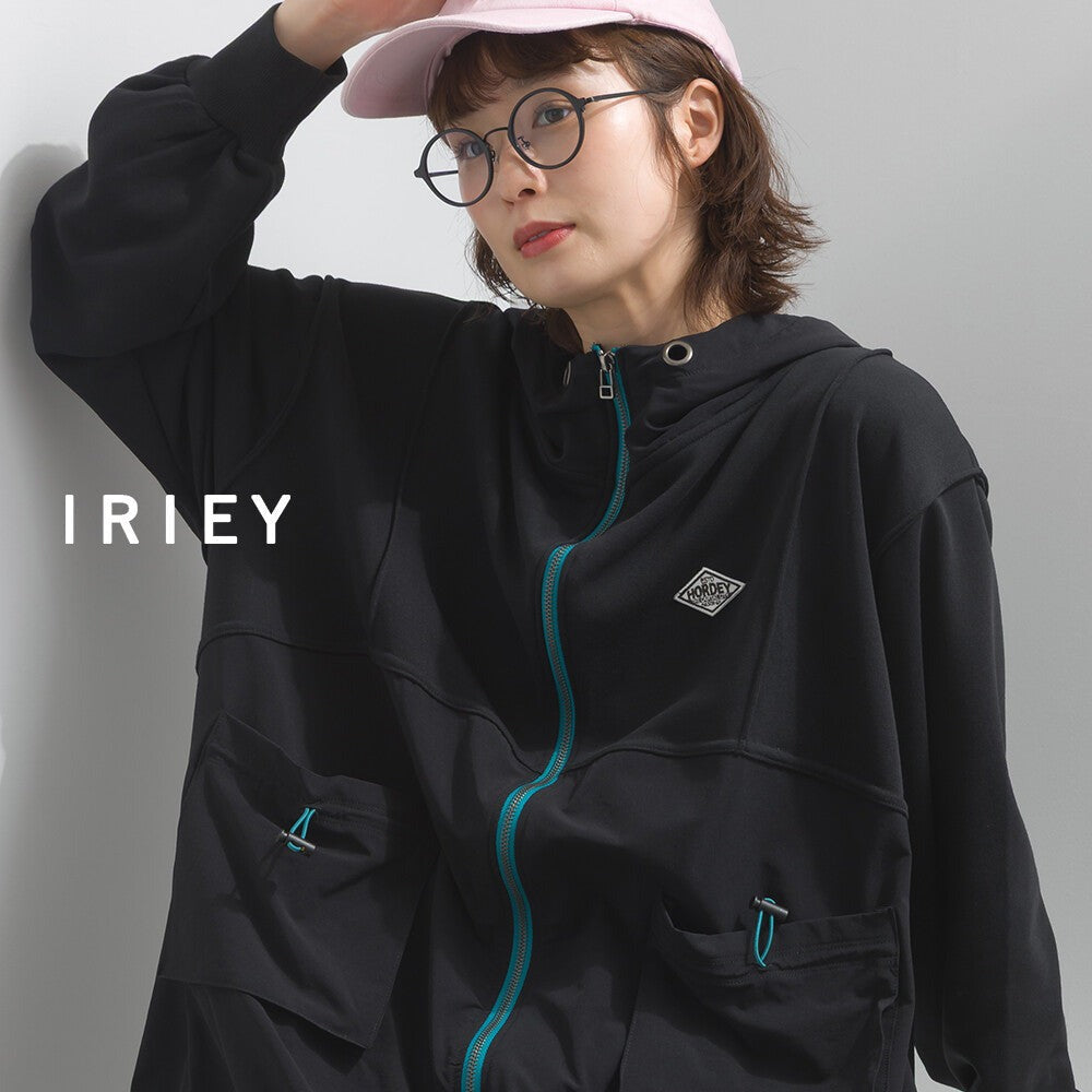 【iriey】撞色刺繡 厚刷毛×尼龍拼接 拉鍊連帽外套 Japan E-Shop