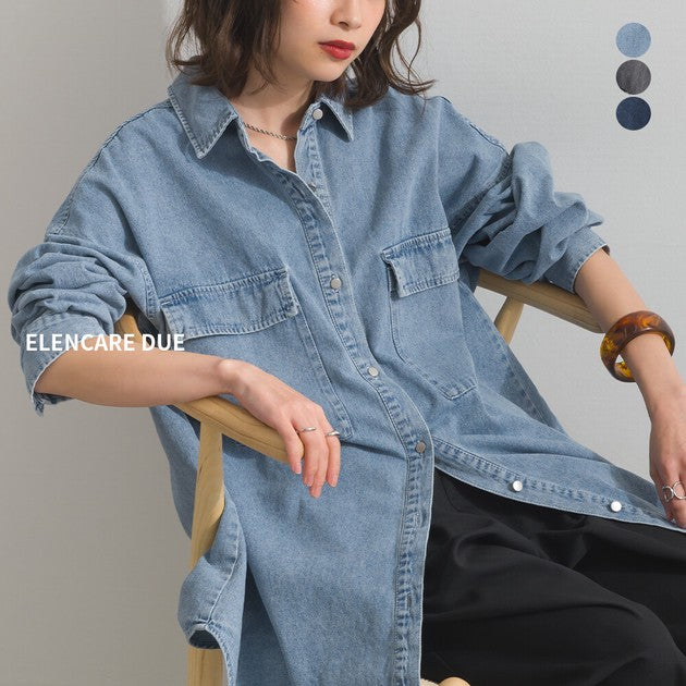 【定番再入荷】ELENCARE DUE 8oz 寬鬆版型丹寧襯衫【2026年春季款】