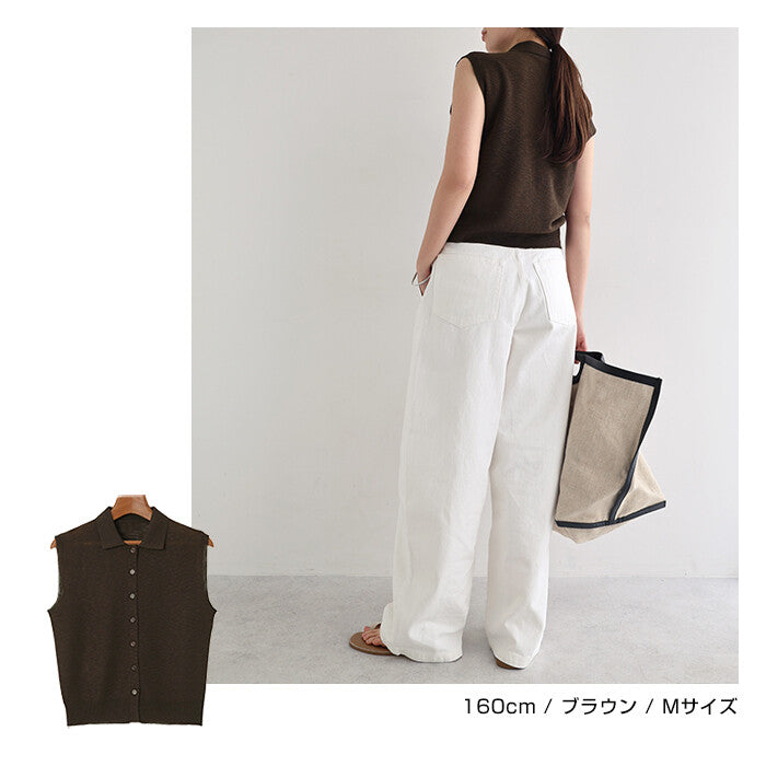 【Alma Design】無袖POLO領針織上衣 透膚設計顯瘦修身 顏色