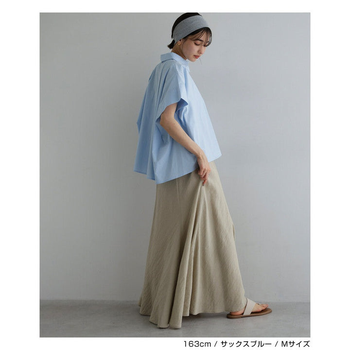 【evernavy】純棉寬袖口打褶短袖襯衫 Japan E-Shop