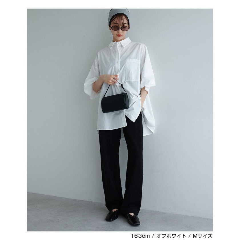 【evernavy】純棉寬鬆前短後長短袖襯衫 Japan E-Shop