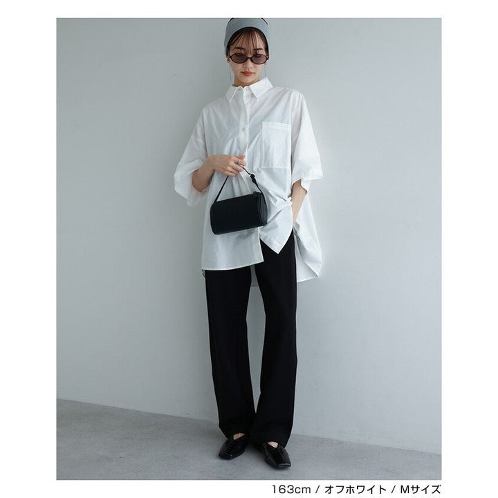 【evernavy】純棉寬鬆前短後長短袖襯衫 Japan E-Shop