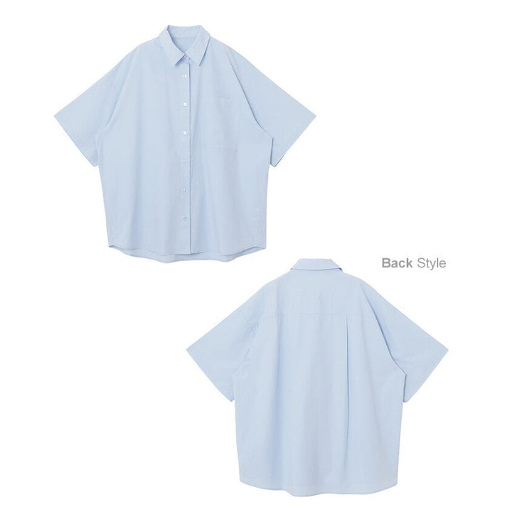 【evernavy】純棉寬鬆前短後長短袖襯衫 Japan E-Shop